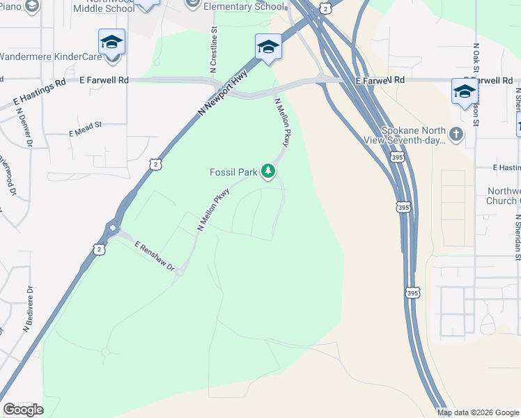 map of restaurants, bars, coffee shops, grocery stores, and more near Unnamed Road in Spokane