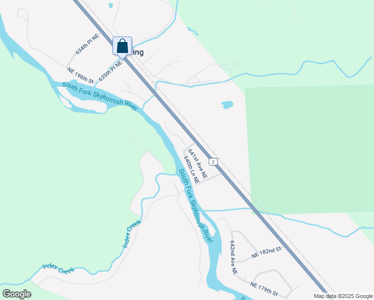 map of restaurants, bars, coffee shops, grocery stores, and more near 19016 640th Lane Northeast in Baring