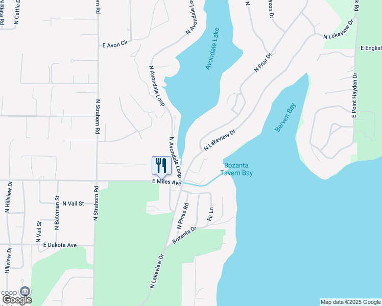 map of restaurants, bars, coffee shops, grocery stores, and more near 10569 North Friar Drive in Hayden