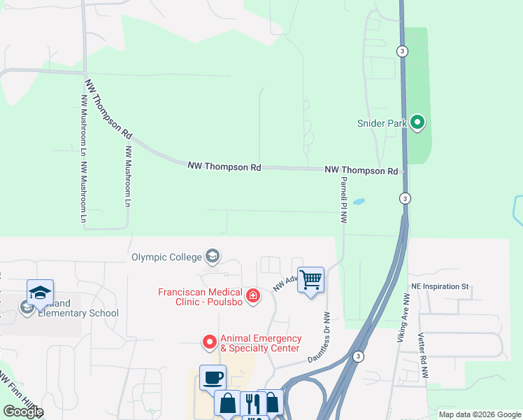map of restaurants, bars, coffee shops, grocery stores, and more near 631 Northwest Coleman Court in Poulsbo