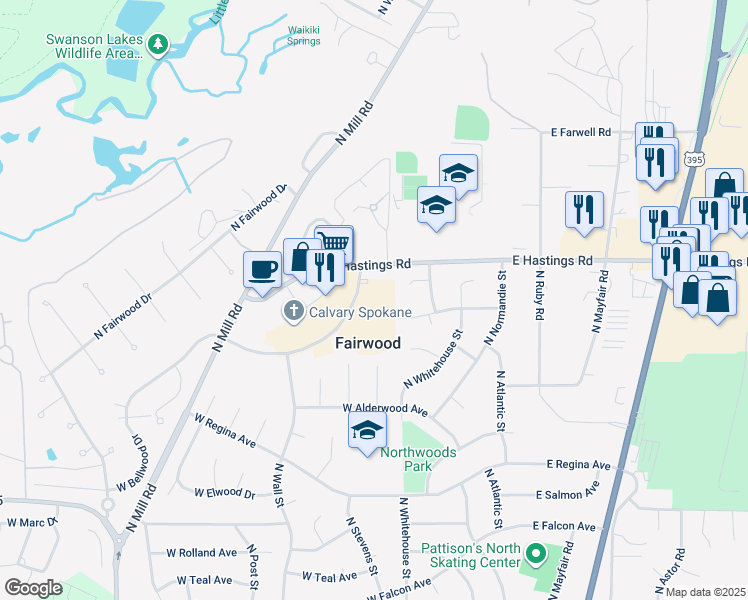 map of restaurants, bars, coffee shops, grocery stores, and more near in Fairwood