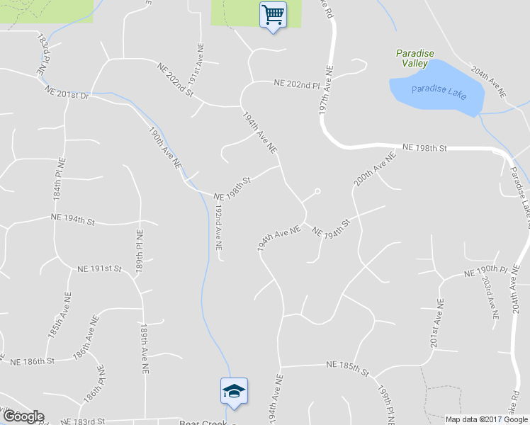 map of restaurants, bars, coffee shops, grocery stores, and more near 19215 194th Avenue Northeast in Woodinville