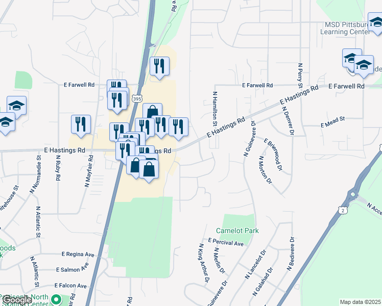 map of restaurants, bars, coffee shops, grocery stores, and more near 725 East Metler Lane in Spokane