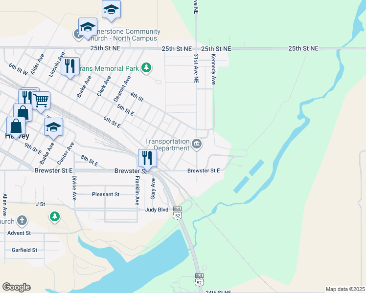 map of restaurants, bars, coffee shops, grocery stores, and more near 502 Wells Avenue in Harvey
