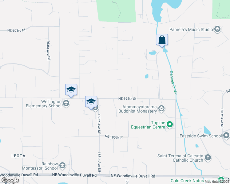 map of restaurants, bars, coffee shops, grocery stores, and more near 19515 170th Avenue Northeast in Woodinville
