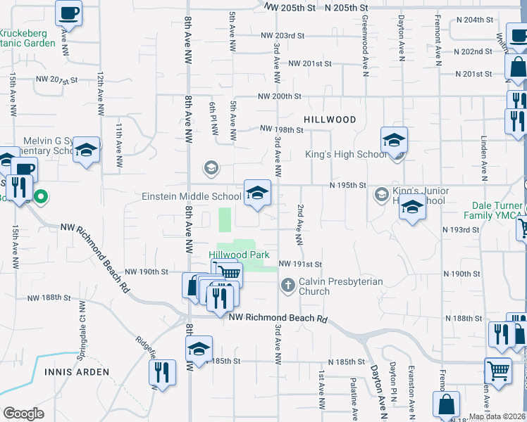map of restaurants, bars, coffee shops, grocery stores, and more near 325 Northwest 195th Place in Seattle