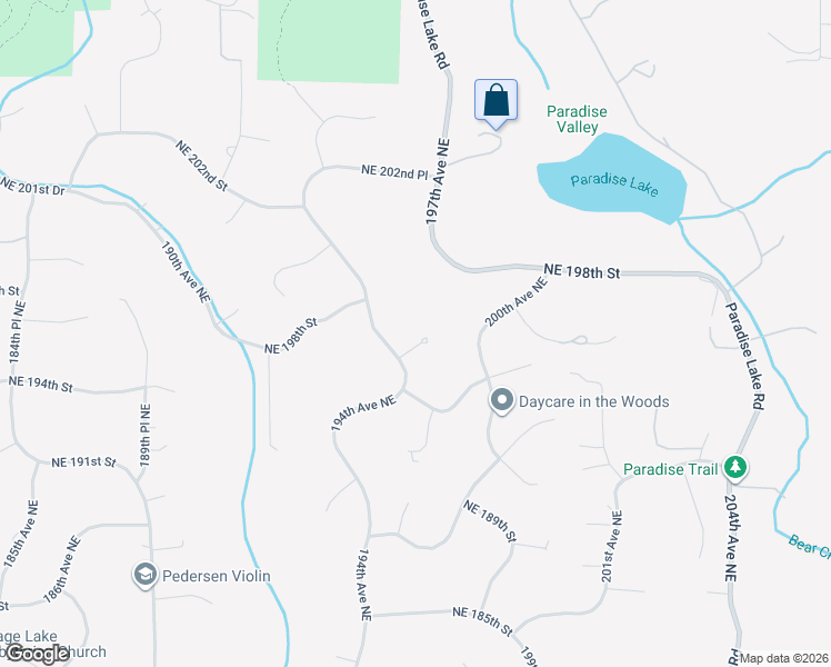 map of restaurants, bars, coffee shops, grocery stores, and more near 19414 Northeast 195th Street in Woodinville