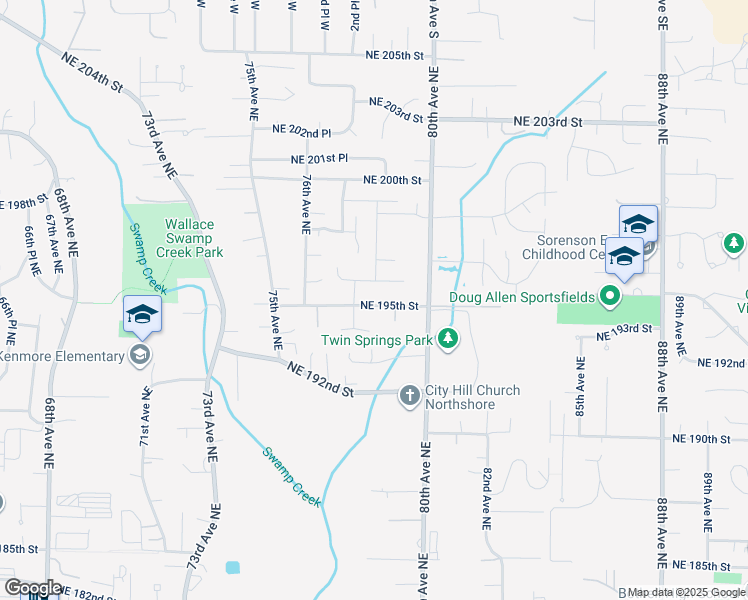 map of restaurants, bars, coffee shops, grocery stores, and more near 7822 Northeast 196th Street in Kenmore