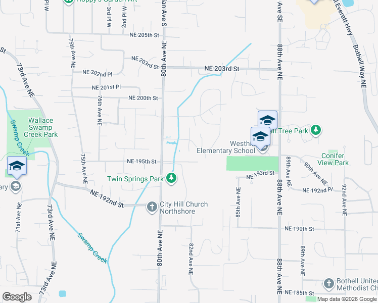 map of restaurants, bars, coffee shops, grocery stores, and more near 19516 81st Place Northeast in Kenmore
