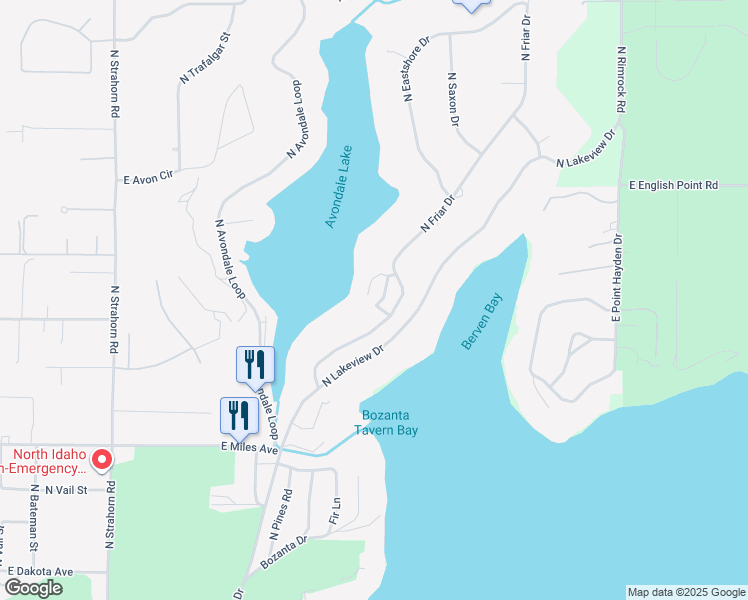 map of restaurants, bars, coffee shops, grocery stores, and more near 10861 North Canterbury Cove in Hayden