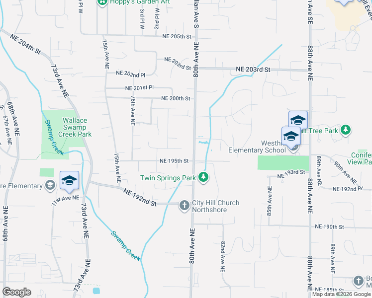map of restaurants, bars, coffee shops, grocery stores, and more near 7919 Northeast 196th Street in Kenmore