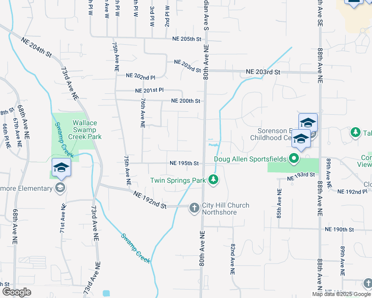 map of restaurants, bars, coffee shops, grocery stores, and more near 7822 Northeast 196th Street in Kenmore