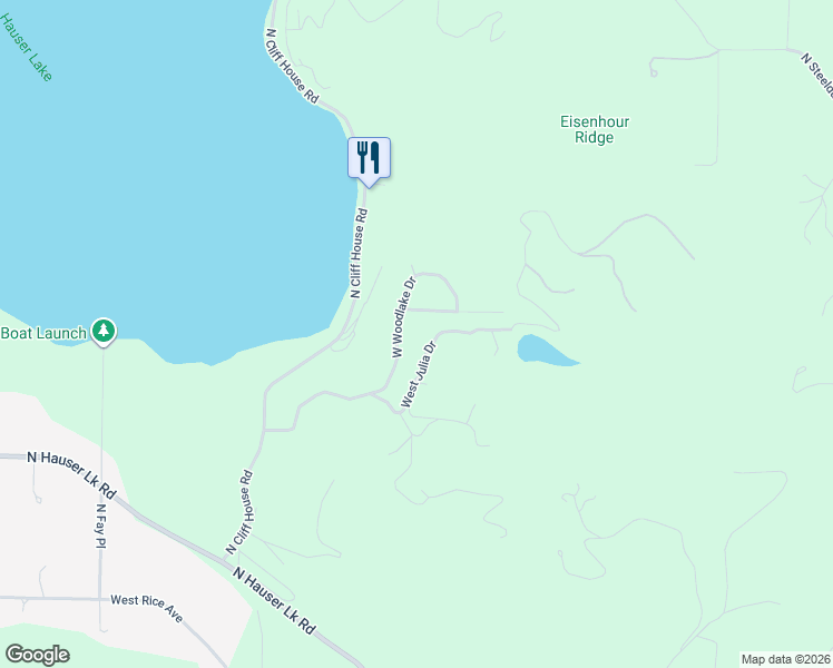map of restaurants, bars, coffee shops, grocery stores, and more near 17319 West Julia Drive in Hauser