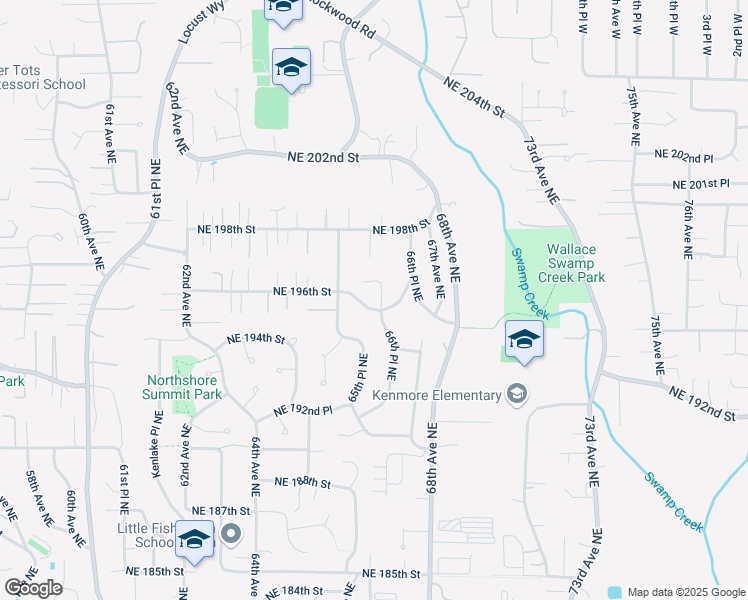 map of restaurants, bars, coffee shops, grocery stores, and more near 19604 66th Avenue Northeast in Kenmore
