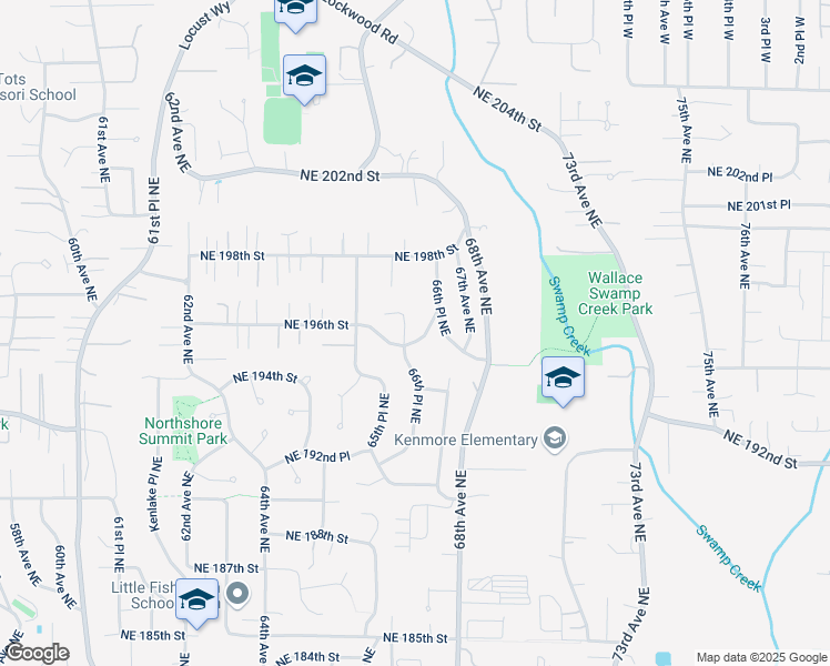 map of restaurants, bars, coffee shops, grocery stores, and more near 19604 66th Avenue Northeast in Kenmore