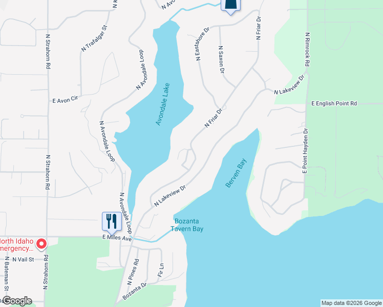 map of restaurants, bars, coffee shops, grocery stores, and more near 10944 North Canterbury Cove in Hayden