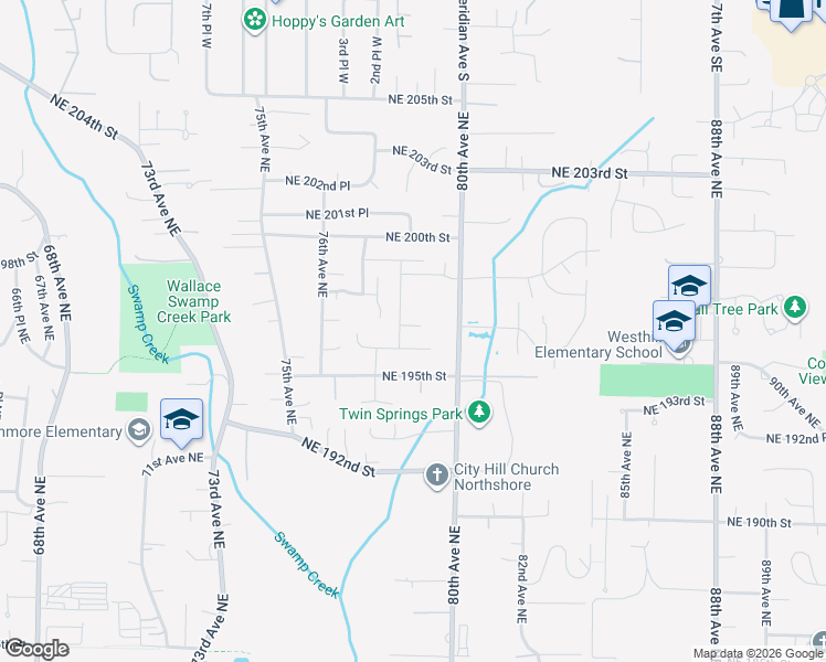 map of restaurants, bars, coffee shops, grocery stores, and more near 7822 Northeast 196th Street in Kenmore