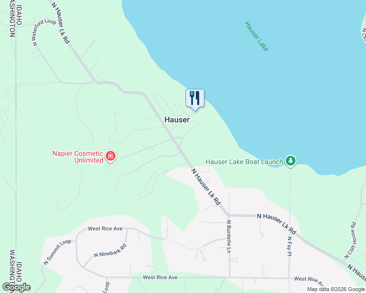 map of restaurants, bars, coffee shops, grocery stores, and more near 11776 Hauser Lake Road in Hauser