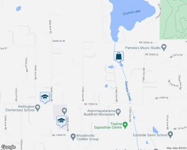 map of restaurants, bars, coffee shops, grocery stores, and more near 19930 170th Avenue Northeast in Woodinville