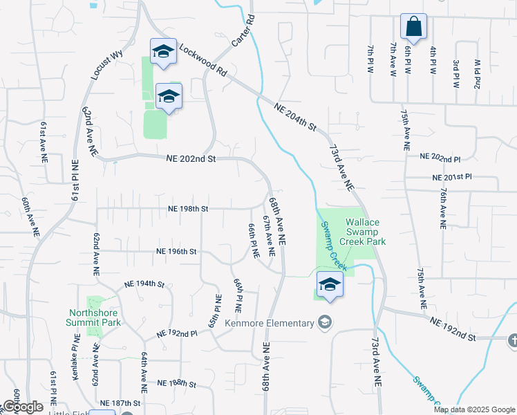 map of restaurants, bars, coffee shops, grocery stores, and more near 19620 66th Place Northeast in Kenmore
