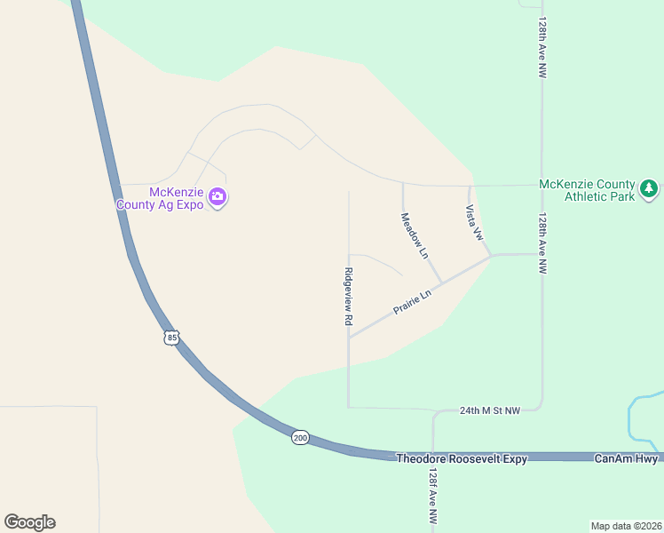 map of restaurants, bars, coffee shops, grocery stores, and more near 2487 Ridgeview Rd in Watford City
