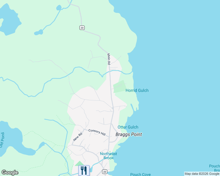 map of restaurants, bars, coffee shops, grocery stores, and more near 814 Newfoundland and Labrador 20 in Pouch Cove