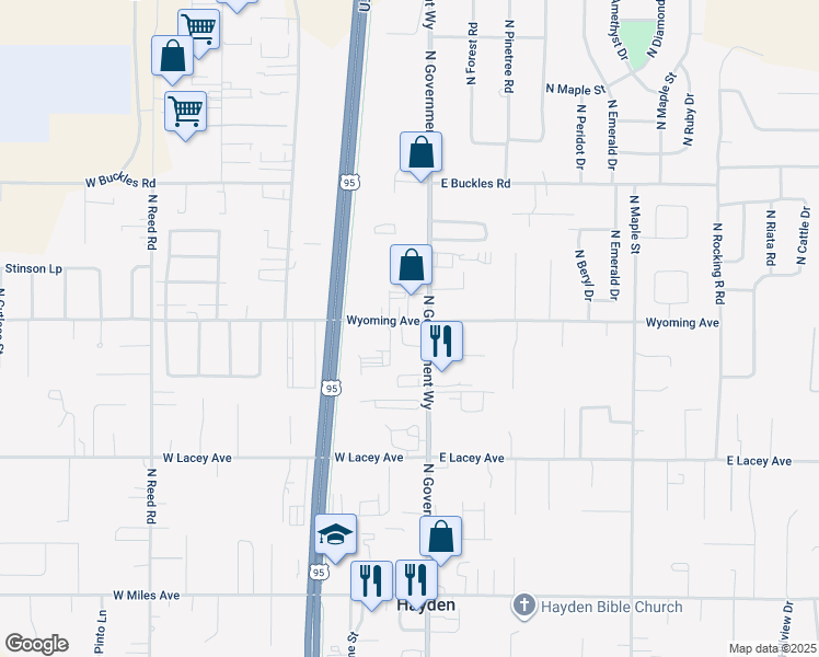 map of restaurants, bars, coffee shops, grocery stores, and more near 44 West Wyoming Avenue in Hayden