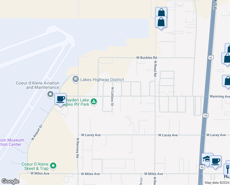 map of restaurants, bars, coffee shops, grocery stores, and more near 11240 North Cutlass Street in Hayden