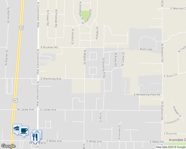 map of restaurants, bars, coffee shops, grocery stores, and more near 798 East Round Up Circle in Hayden