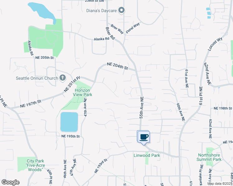 map of restaurants, bars, coffee shops, grocery stores, and more near 5324 Northeast 201st Place in Lake Forest Park