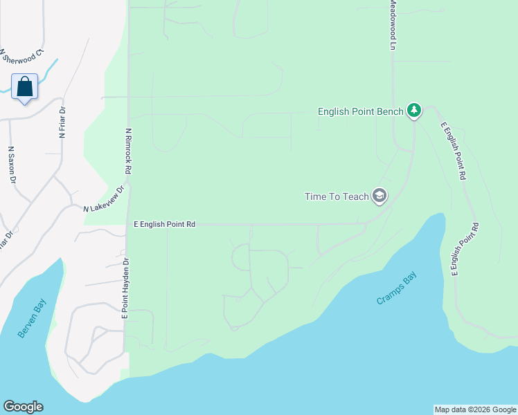 map of restaurants, bars, coffee shops, grocery stores, and more near 3825 East English Point Road in Hayden