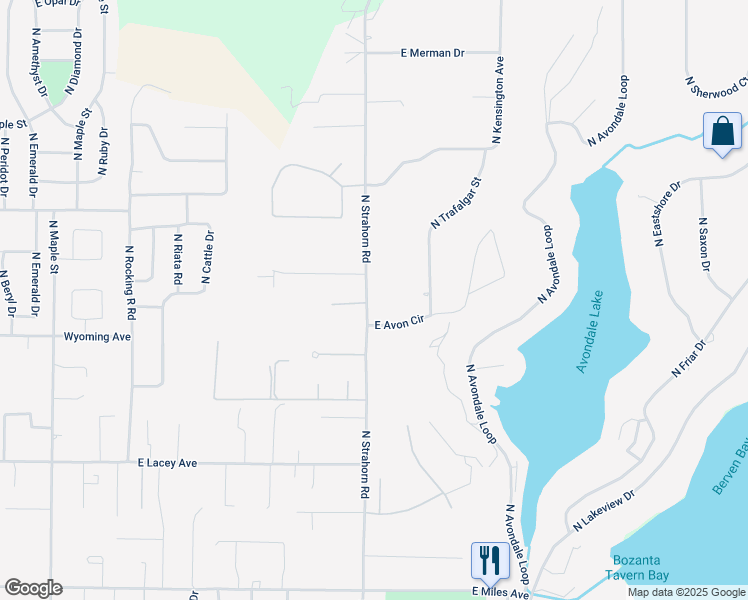 map of restaurants, bars, coffee shops, grocery stores, and more near 11530 North Strahorn Road in Hayden
