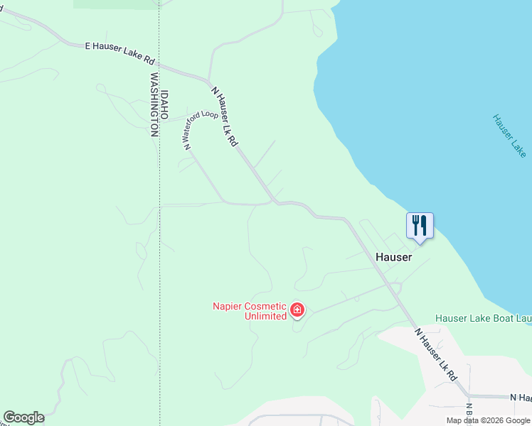 map of restaurants, bars, coffee shops, grocery stores, and more near 11347 North Waterford Loop in Hauser