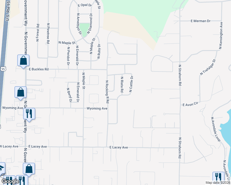 map of restaurants, bars, coffee shops, grocery stores, and more near 11315 North Riata Road in Hayden
