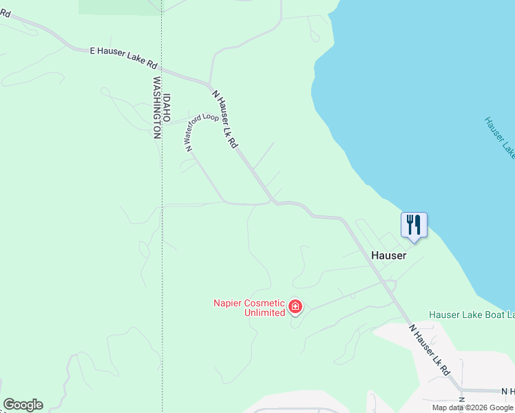 map of restaurants, bars, coffee shops, grocery stores, and more near 11347 North Waterford Loop in Hauser