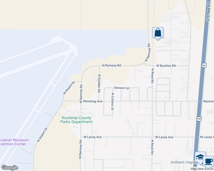 map of restaurants, bars, coffee shops, grocery stores, and more near 11672 North Stinson Loop in Hayden