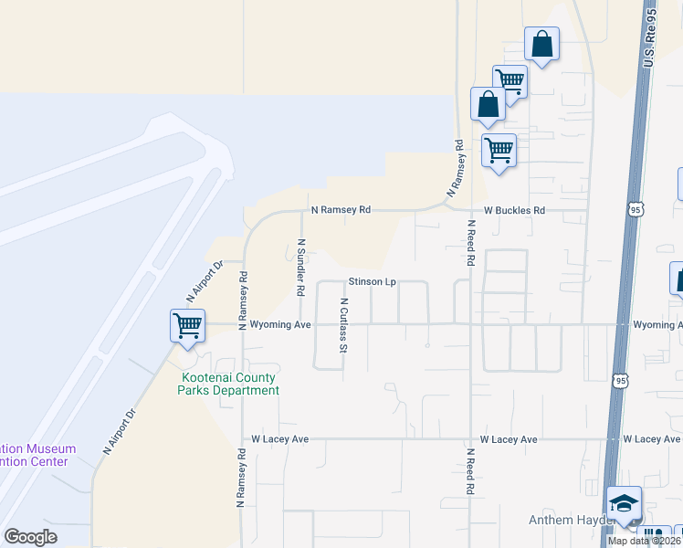 map of restaurants, bars, coffee shops, grocery stores, and more near 11672 North Stinson Loop in Hayden