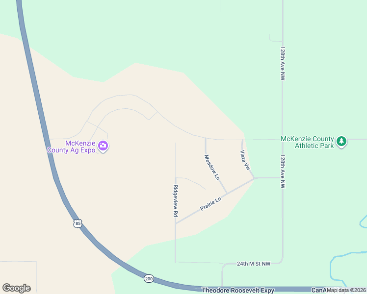 map of restaurants, bars, coffee shops, grocery stores, and more near 2494 Ridgeview Rd in Watford City