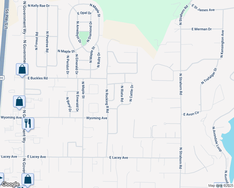 map of restaurants, bars, coffee shops, grocery stores, and more near 11315 North Riata Road in Hayden