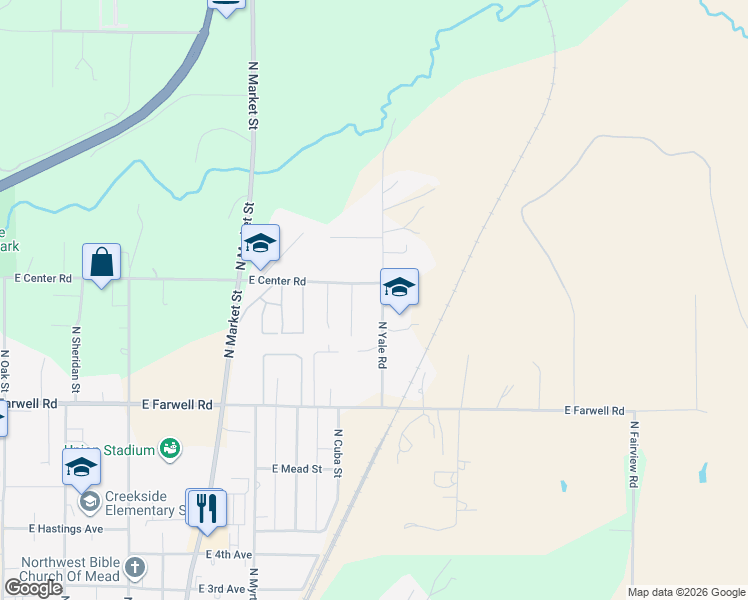 map of restaurants, bars, coffee shops, grocery stores, and more near 13106 North Yale Road in Mead