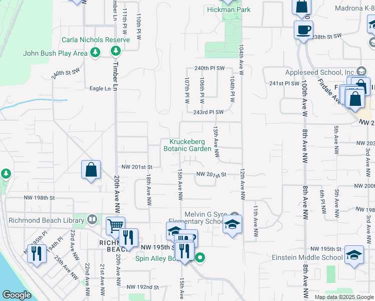map of restaurants, bars, coffee shops, grocery stores, and more near 20312 15th Avenue Northwest in Shoreline