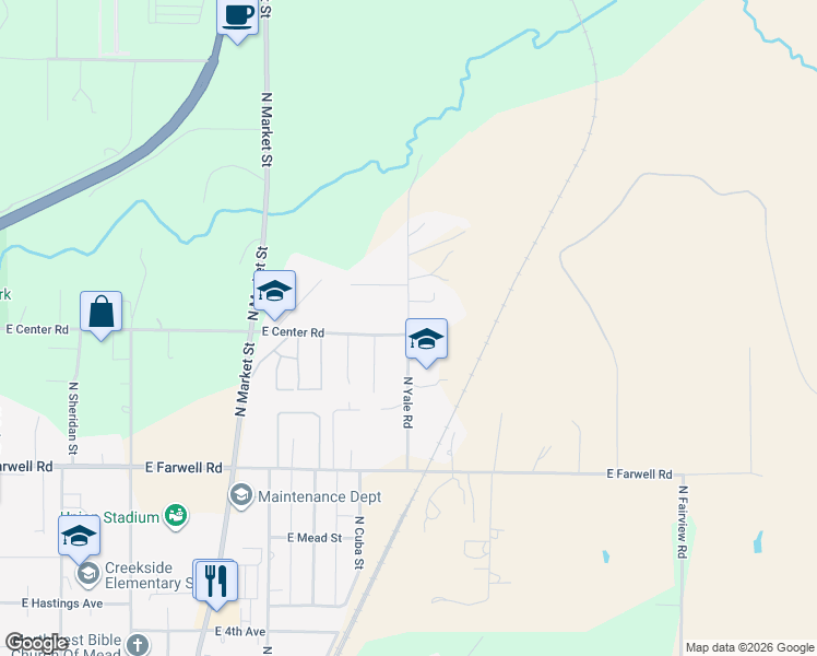 map of restaurants, bars, coffee shops, grocery stores, and more near 13106 North Yale Road in Mead