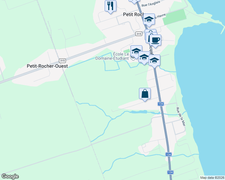 map of restaurants, bars, coffee shops, grocery stores, and more near 660 Rue Principale in Petit-Rocher