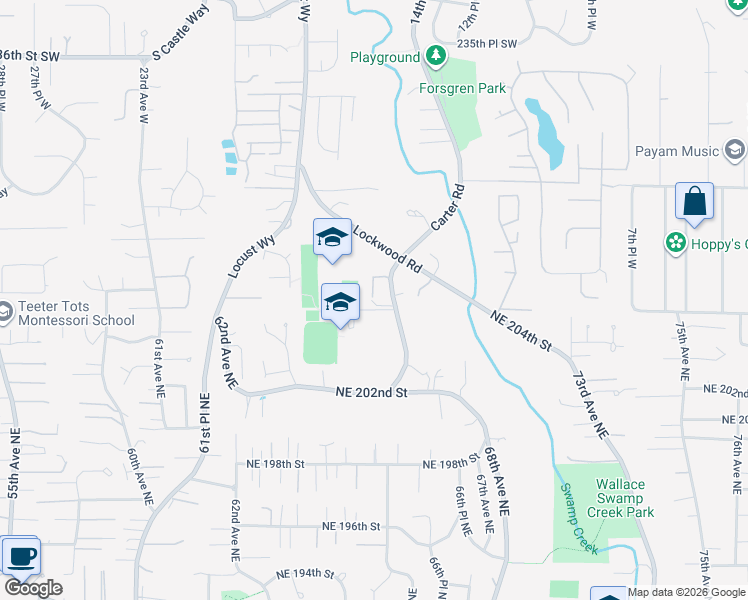 map of restaurants, bars, coffee shops, grocery stores, and more near 24314 Carter Road in Bothell