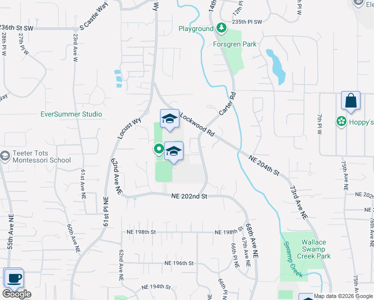 map of restaurants, bars, coffee shops, grocery stores, and more near 24314 Carter Road in Bothell