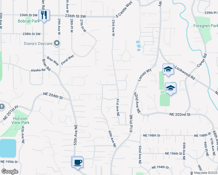 map of restaurants, bars, coffee shops, grocery stores, and more near 24226 24th Avenue West in Bothell