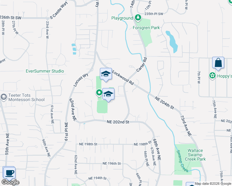 map of restaurants, bars, coffee shops, grocery stores, and more near 1524 243rd Place Southwest in Bothell