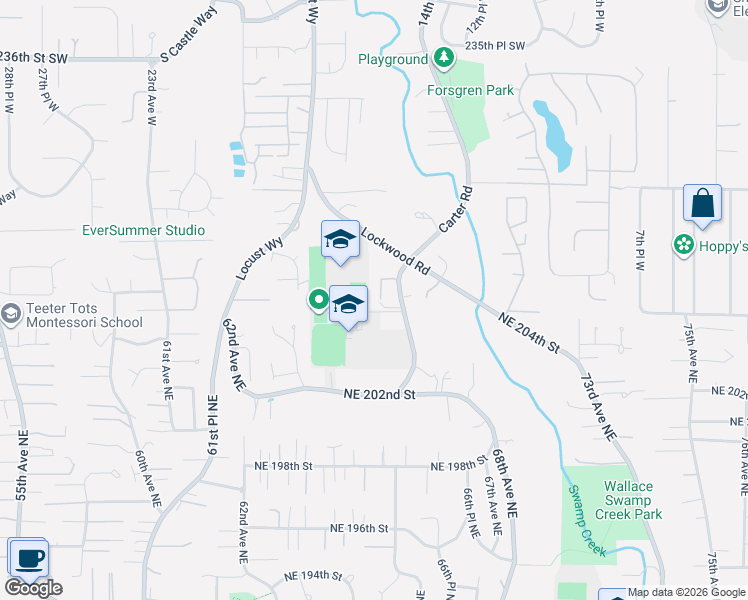 map of restaurants, bars, coffee shops, grocery stores, and more near 24314 Carter Road in Bothell
