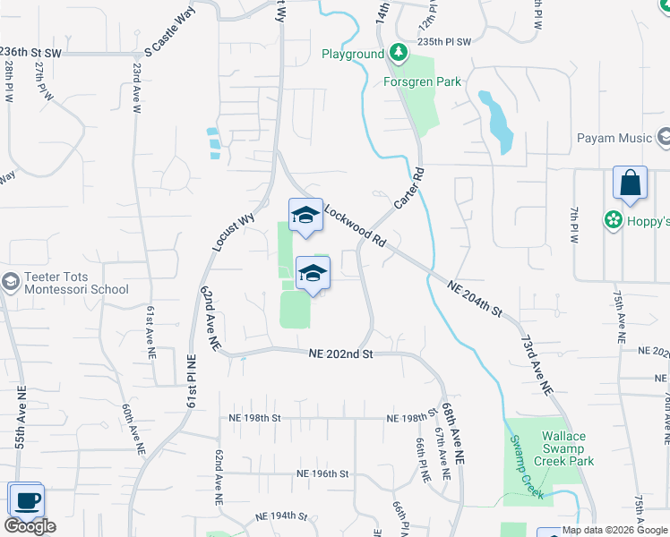 map of restaurants, bars, coffee shops, grocery stores, and more near 24314 Carter Road in Bothell