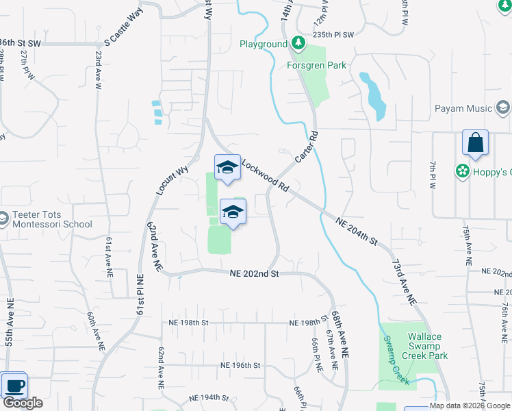 map of restaurants, bars, coffee shops, grocery stores, and more near 24314 Carter Road in Bothell